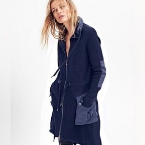 FREE PEOPLE Surplus Cardigan Jacket Sweater Blue Navy Long Women XS Full Zip